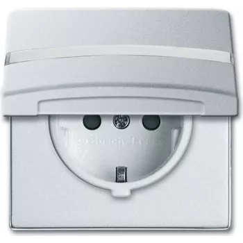 Busch-Jaeger 2064-0-0300 Wkład gniazda Schuko, 2P+E, 16A, 250V, IP44, srebrny
