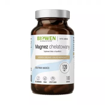 BWN BIOWEN Chelated Magnesium Bisglycinate – 100 kapsułek – 100 mg magnezu pierwiastkowego na kapsułkę – Wegańskie, bez glutenu, bez GMO – Wspiera układ nerwowy i funkcje mięśni