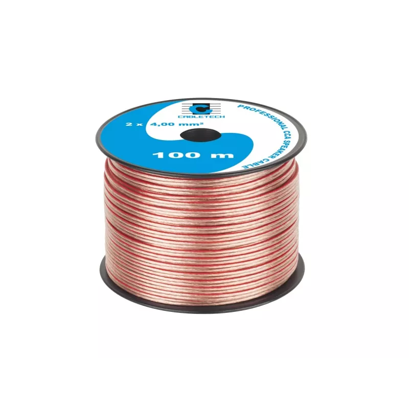 CABLETECH CCA 4.0mm Speaker Cable 50m Transparent Red/Black