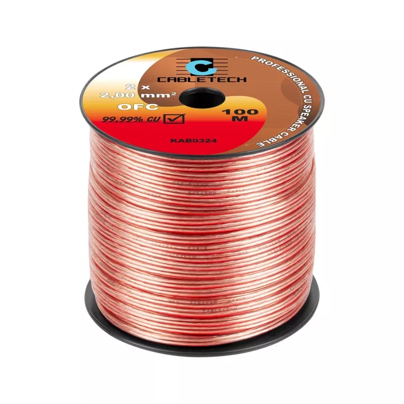CABLETECH OFC 2mm Speaker Cable 100m Transparent
