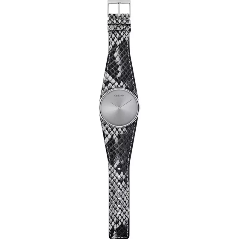 Zegarek damski CALVIN KLEIN K5V231Q4 39mm Kwarcowy Stal nierdzewna Różowe złoto PVD Skóra Czarny