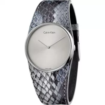 Zegarek damski CALVIN KLEIN K5V231Q4 39mm Kwarcowy Stal nierdzewna Różowe złoto PVD Skóra Czarny