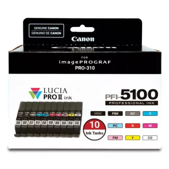 Canon PFI-5100 Multipack, standardowa wydajność, 10 x 14,4 ml, wielokolorowe zbiorniki z tuszem
