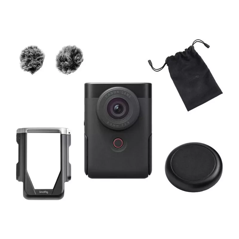 Canon PowerShot V10 Czarny Zestaw Vlogowy 4K UHD Aparat z matrycą 1-calową CMOS z mini statywem uchwytem