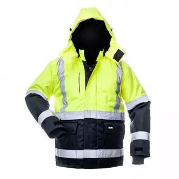 Canvas Hi-Vis Work Jacket WJ-8946 Yellow/Navy Blue M