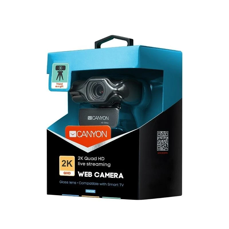 Kamera internetowa Canyon C6 2K Ultra Full HD 3.2MP z USB 2.0, czarna