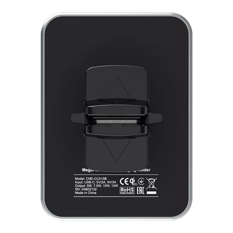 Uchwyt samochodowy i ładowarka bezprzewodowa CANYON CH-15 MegaFix, 15W, USB-C, Czarny