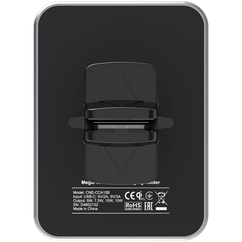 Uchwyt samochodowy i ładowarka bezprzewodowa CANYON CH-15 MegaFix, 15W, USB-C, Czarny