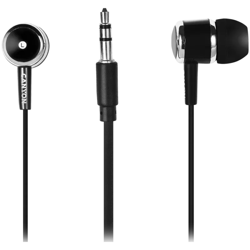 CANYON EPM-01 Słuchawki douszne przewodowe z mikrofonem, kabel 1,2 m, czarny