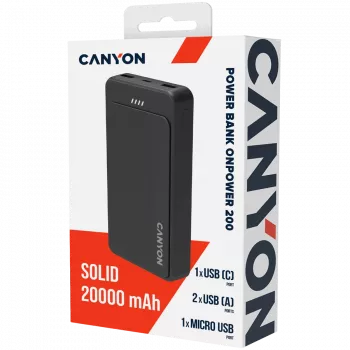 CANYON OnPower 200 Power Bank 20000mAh Black