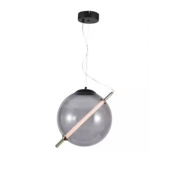 Lampa wisząca Cara 20cm z dymionego szkła z czarną metalową ramą, E27, ściemniana