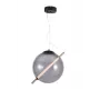 Lampa wisząca Cara 20cm z dymionego szkła z czarną metalową ramą, E27, ściemniana