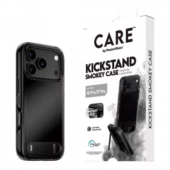 Etui z podstawką CARE by PanzerGlass Smokey Black MagSafe do iPhone 17 Pro