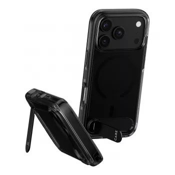 Etui z podstawką CARE by PanzerGlass Smokey Black MagSafe do iPhone 17 Pro