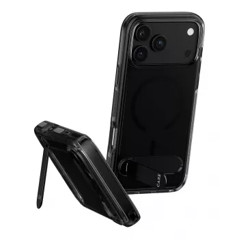 CARE by PanzerGlass Etui z podstawką Smokey z czarnym MagSafe dla iPhone 17 Pro Max