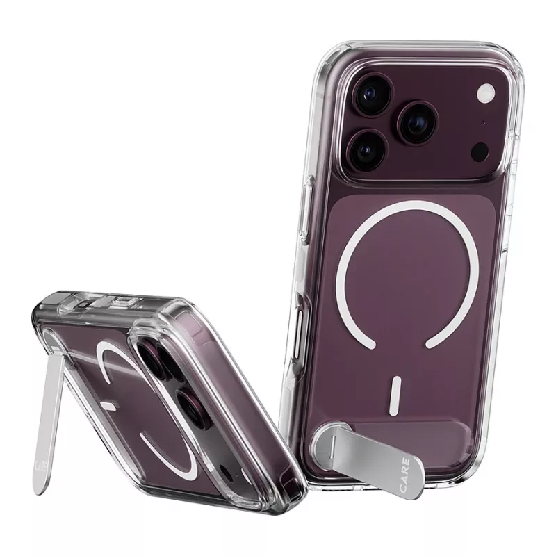 Etui z podstawką CARE by PanzerGlass przezroczyste z białym MagSafe dla iPhone 17 Pro