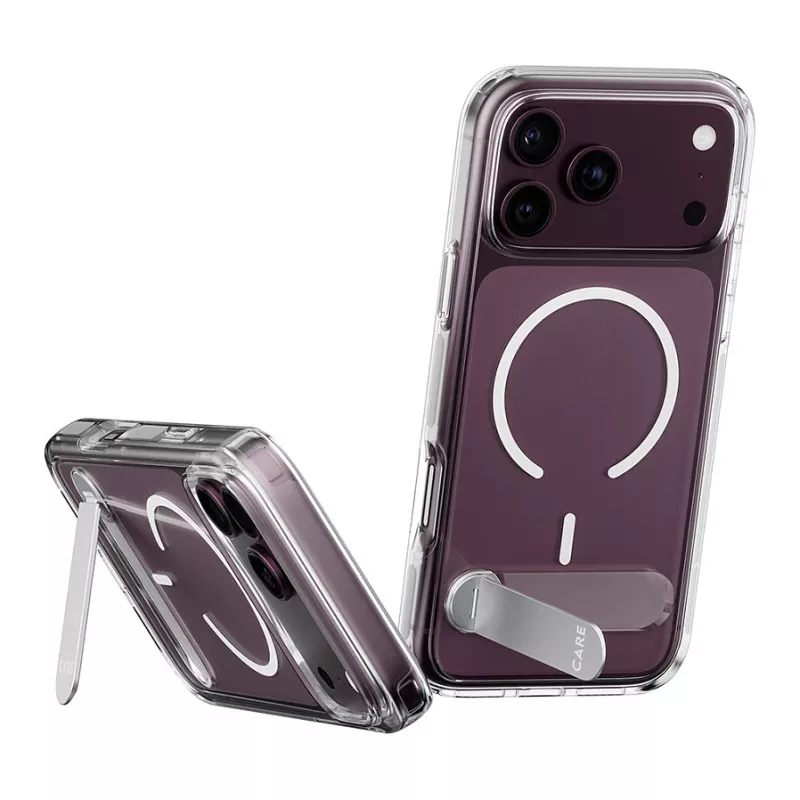 Etui z podstawką CARE by PanzerGlass przezroczyste z białym MagSafe dla iPhone 17 Pro Max