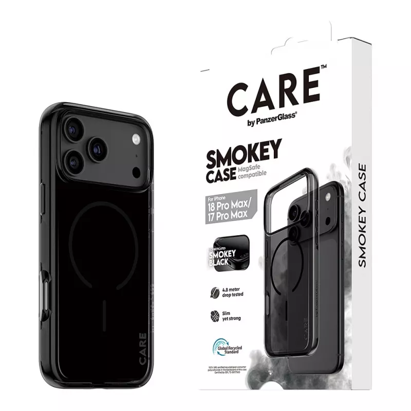 Etui CARE by PanzerGlass Smokey z czarnym MagSafe dla iPhone 17 Pro Max