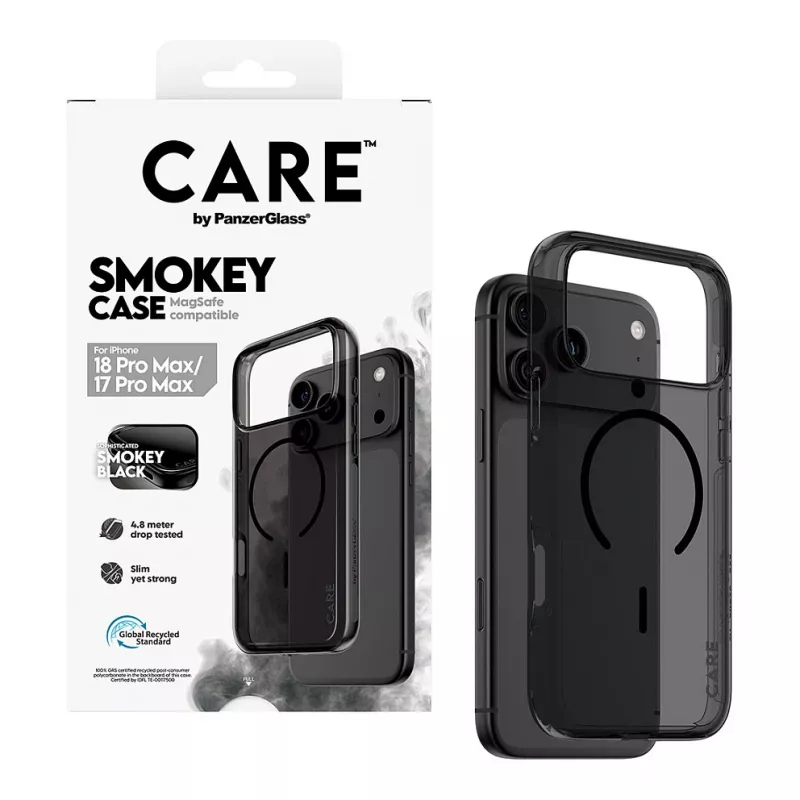 Etui CARE by PanzerGlass Smokey z czarnym MagSafe dla iPhone 17 Pro Max