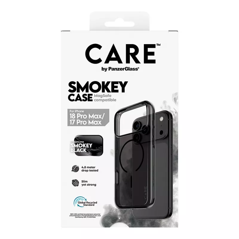 Etui CARE by PanzerGlass Smokey z czarnym MagSafe dla iPhone 17 Pro Max