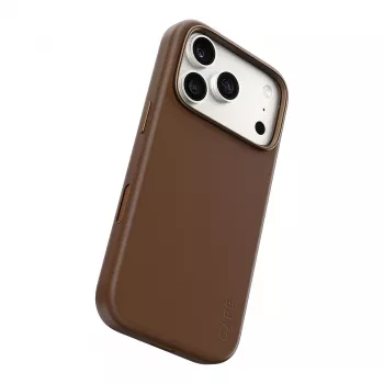 Etui CARE by PanzerGlass Solo z wegańskiej skóry, brązowe, z MagSafe, do iPhone 17 Pro