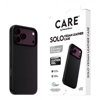 Etui CARE by PanzerGlass Solo z wegańskiej skóry z MagSafe dla iPhone 17 Pro Max - czarny