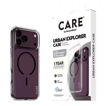 CARE by PanzerGlass Urban Explorer Case Transparent with Black MagSafe for iPhone 17 Pro Max
