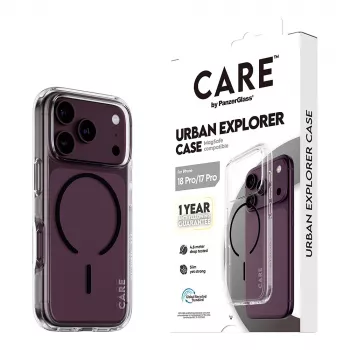 Etui CARE by PanzerGlass Urban Explorer przezroczyste z czarnym MagSafe iPhone 17 Pro