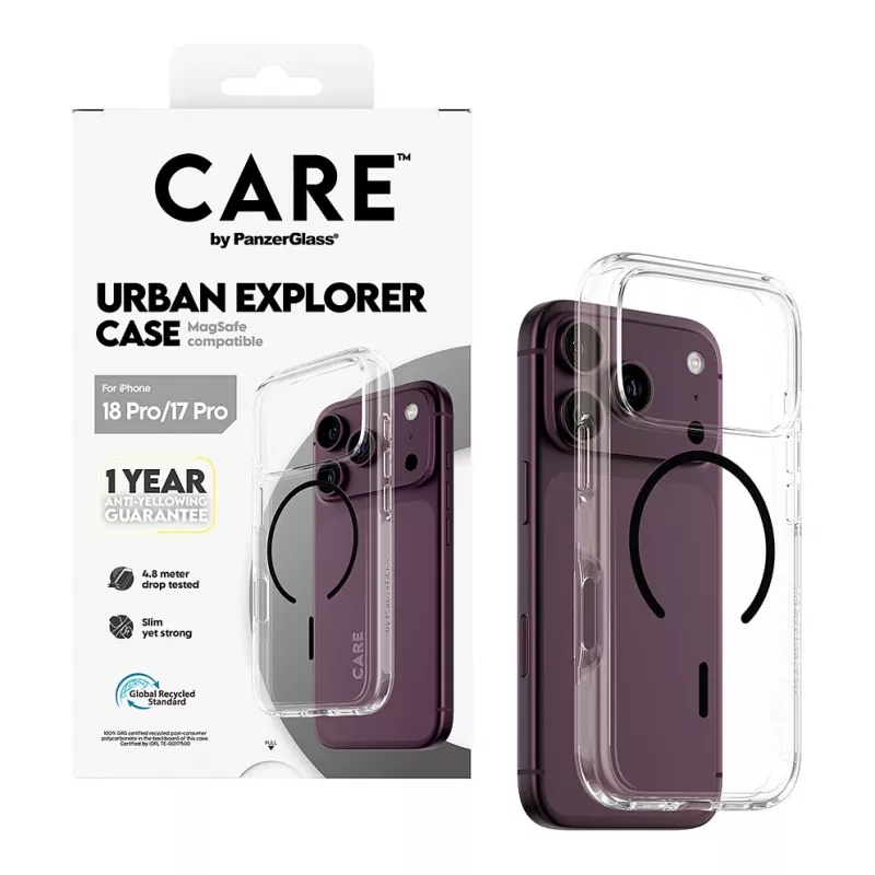 Etui CARE by PanzerGlass Urban Explorer przezroczyste z czarnym MagSafe iPhone 17 Pro