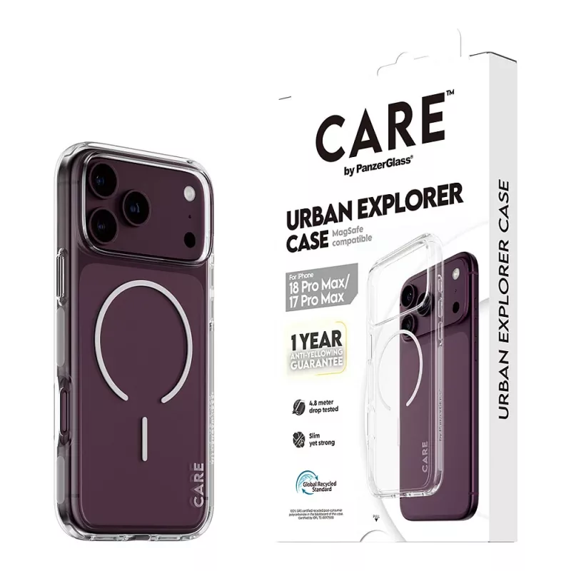 Etui CARE by PanzerGlass Urban Explorer przezroczyste z białym MagSafe dla iPhone 17 Pro Max