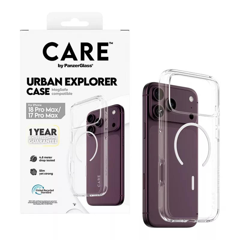 Etui CARE by PanzerGlass Urban Explorer przezroczyste z białym MagSafe dla iPhone 17 Pro Max