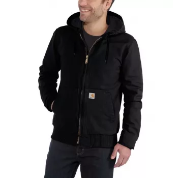 Carhartt Duck Active Jacket Czarna - Ocieplana kurtka robocza z pikowaną podszewką dla mężczyzn