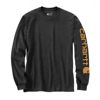 Carhartt Męska koszulka z długim rękawem z logo - Carbon, rozmiar S