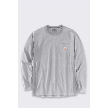 Carhartt Męska koszulka z długim rękawem i kieszenią, średniej grubości, kolor Heather Grey, rozmiar XL