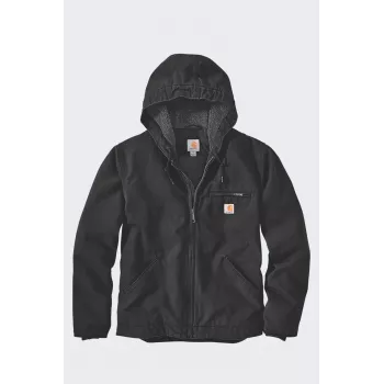 Carhartt Kurtka męska Washed Duck z podszewką Sherpa, czarna, rozmiar Large