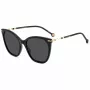 Okulary przeciwsłoneczne Carolina Herrera HER0091S807 damskie, kocie oko - czarna oprawka acetatowa, szare soczewki poliwęglanowe, ochrona UV400