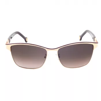 CAROLINA HERRERA SHE069560SL3 Okulary przeciwsłoneczne damskie - oprawka z acetatu w kolorze Havana, soczewki brązowe gradientowe, 56mm