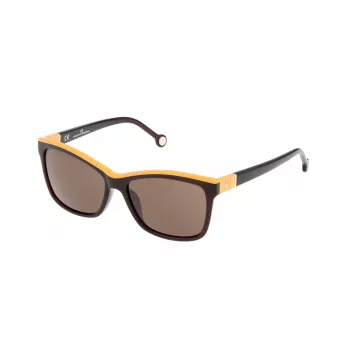 CAROLINA HERRERA SHE598550958 Damskie okulary przeciwsłoneczne Motyl Kocie Oko Havana Szylkret Brązowy Gradient 55mm