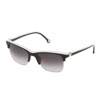 CAROLINA HERRERA SHE655530700 Damskie okulary przeciwsłoneczne w kształcie kwadratu - czarne/szare - 53/19/140 mm