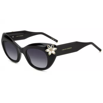 Okulary przeciwsłoneczne CAROLINA HERRERA damskie kocie oko HER0215S807 - czarna oprawka acetatowa, szare soczewki poliwęglanowe, 50mm