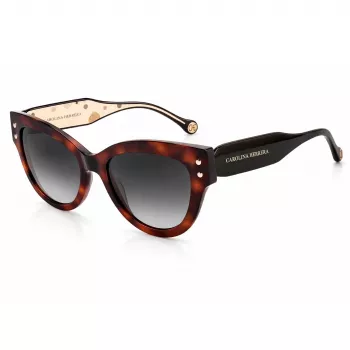 Okulary przeciwsłoneczne damskie CAROLINA HERRERA CH-0009-S-05L – oprawka Havana/Brązowa z brązowymi soczewkami gradientowymi (54/19/145 mm)