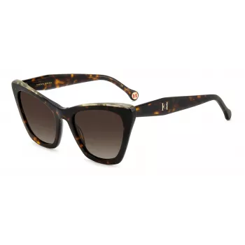 Okulary przeciwsłoneczne CAROLINA HERRERA dla kobiet HER0129SC9K Havana Acetate Square Cat-Eye Brown Gradient 55mm