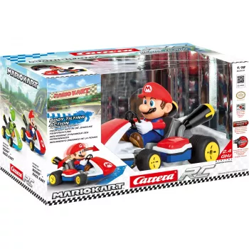 Carrera RC Mario Kart – gokart wyścigowy Mario z dźwiękiem, czerwono-niebieski, 1:16
