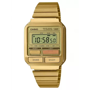 CASIO A120WEG-9AEF Damski Zegarek Cyfrowy Vintage, 33,5 mm, Złoty