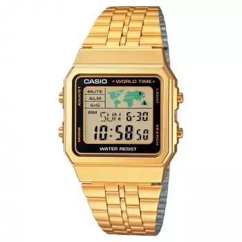 CASIO A500WGA-1 Męski Zegarek Cyfrowy 39mm Stal Nierdzewna Złoty