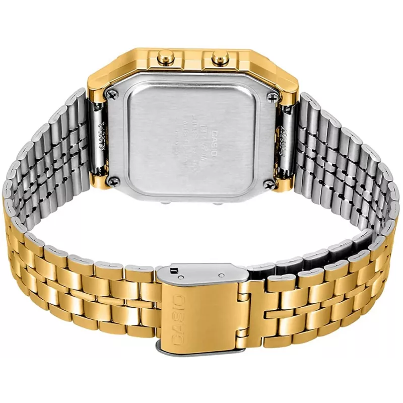 CASIO A500WGA-9 Męski Cyfrowy Zegarek Kwarcowy 39mm Złoty Stal Nierdzewna