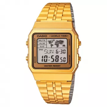 CASIO A500WGA-9 Męski Cyfrowy Zegarek Kwarcowy 39mm Złoty Stal Nierdzewna