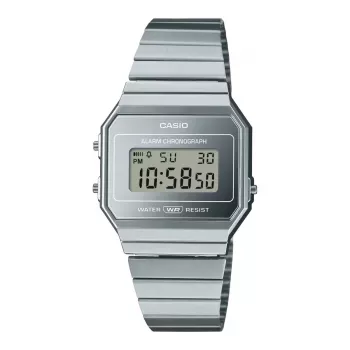 CASIO A700WEV-7A Uniseksowy Cyfrowy Zegarek Kwarcowy Srebrny Stal Nierdzewna 37,4mm