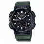 CASIO AEQ-110W-3A Męski Zegarek Analogowo-Cyfrowy, 52,2mm, Zielony Pasek Żywiczny