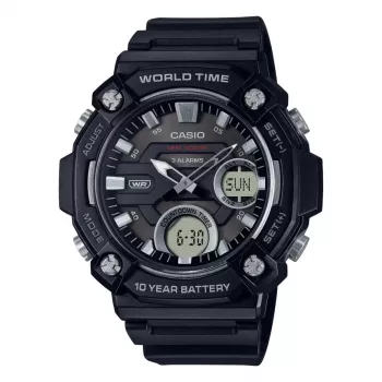Zegarek męski CASIO AEQ-120W-1A Analogowo-Cyfrowy, 53,3 mm, Czarna Żywica